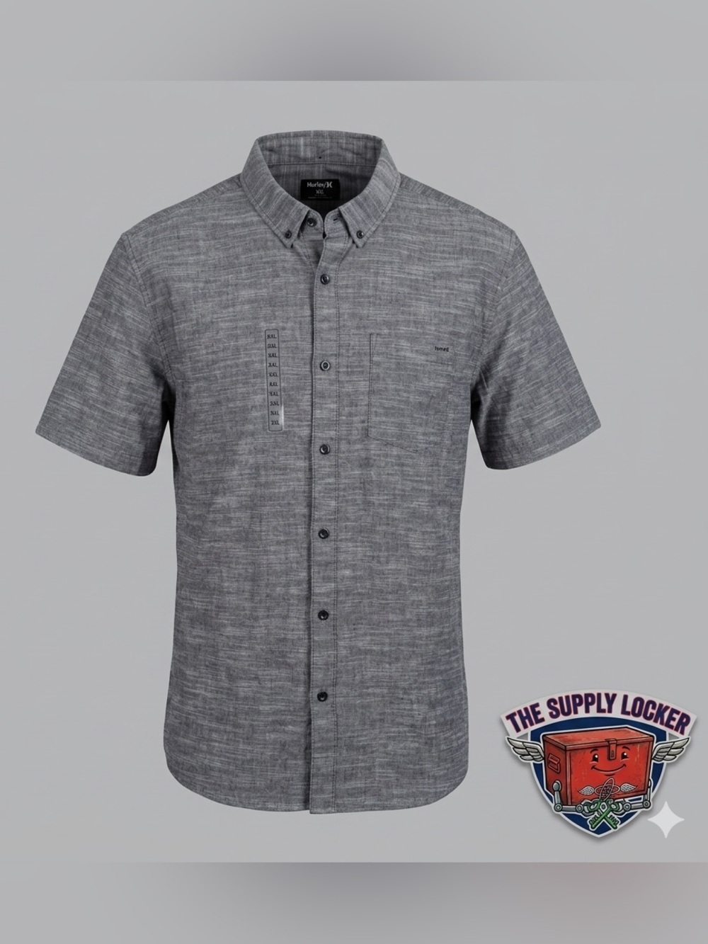 Hurley Button Up Shirt Men’s XXL Gray Short Sleeve Casual Pocket NWT